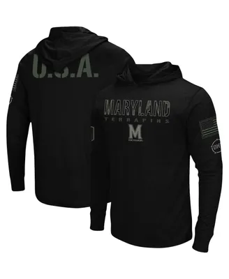 Men's Black Maryland Terrapins Oht Military-Inspired Appreciation Hoodie Long Sleeve T-shirt