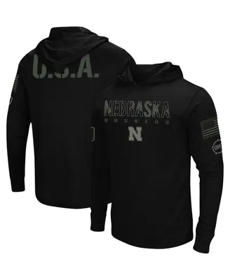 Men's Black Nebraska Huskers Oht Military-Inspired Appreciation Hoodie Long Sleeve T-shirt