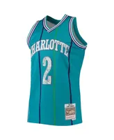 Men's Larry Johnson Teal Charlotte Hornets 1992-93 Hardwood Classics 75th Anniversary Diamond Swingman Jersey