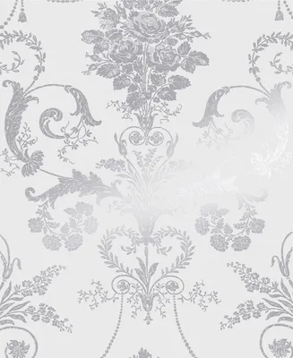 Laura Ashley Josette Metallic Silver Wallpaper - Silver