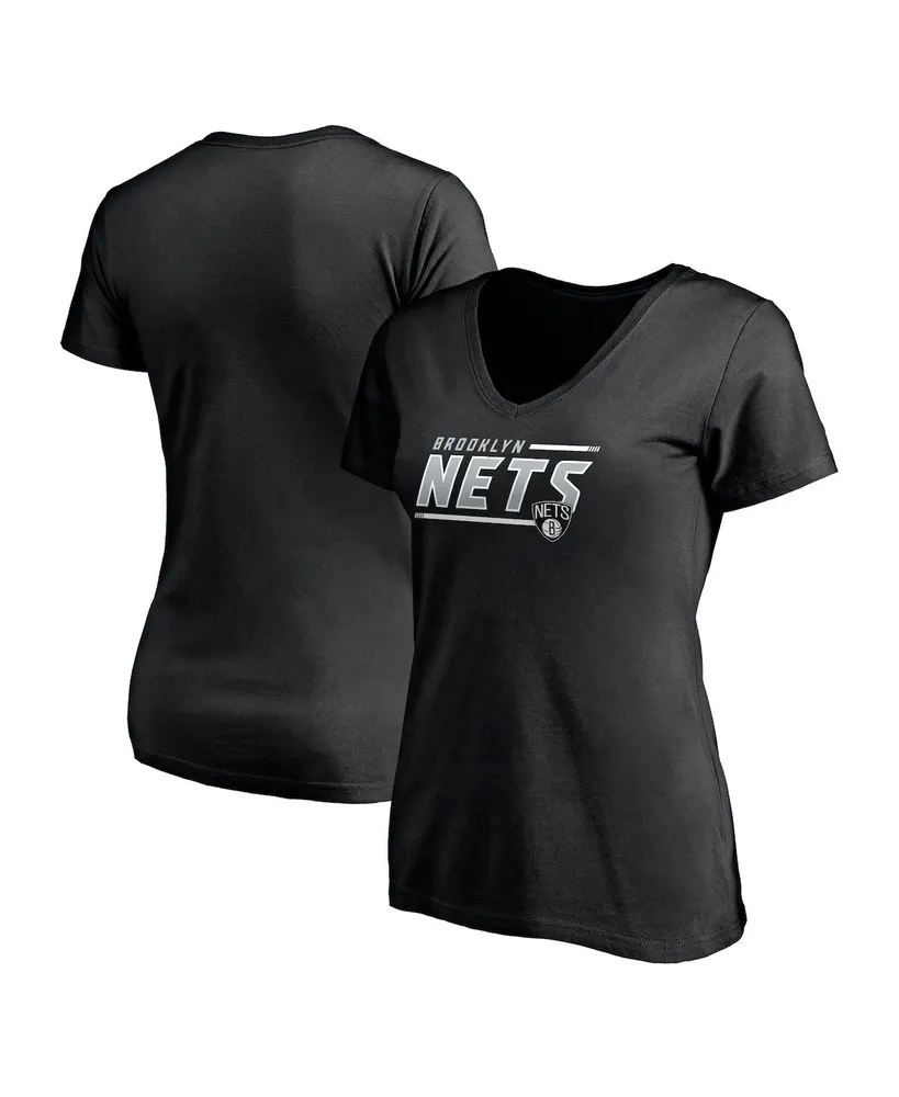 Women's Fanatics Black Brooklyn Nets Mascot Bounds V-Neck T-shirt