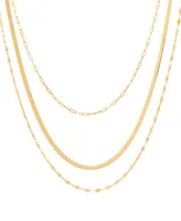 Triple Layered Chain Necklace in 10k Gold, 17" + 2" extender