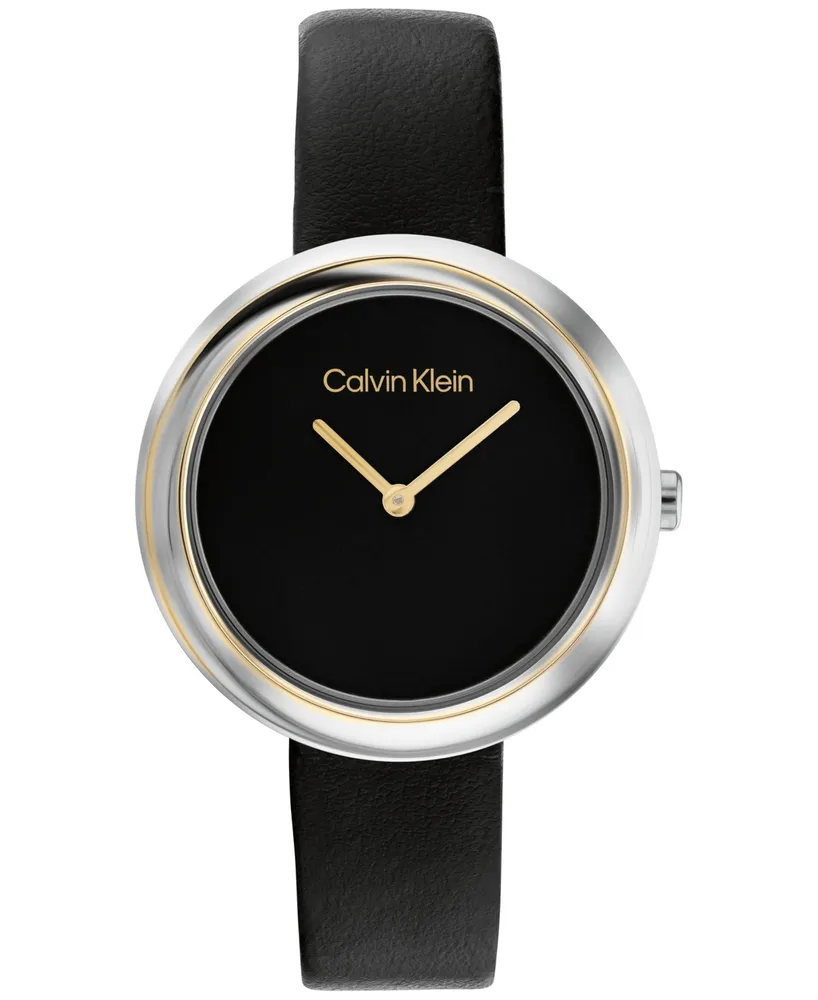 Calvin Klein Black Leather Strap Watch 34mm