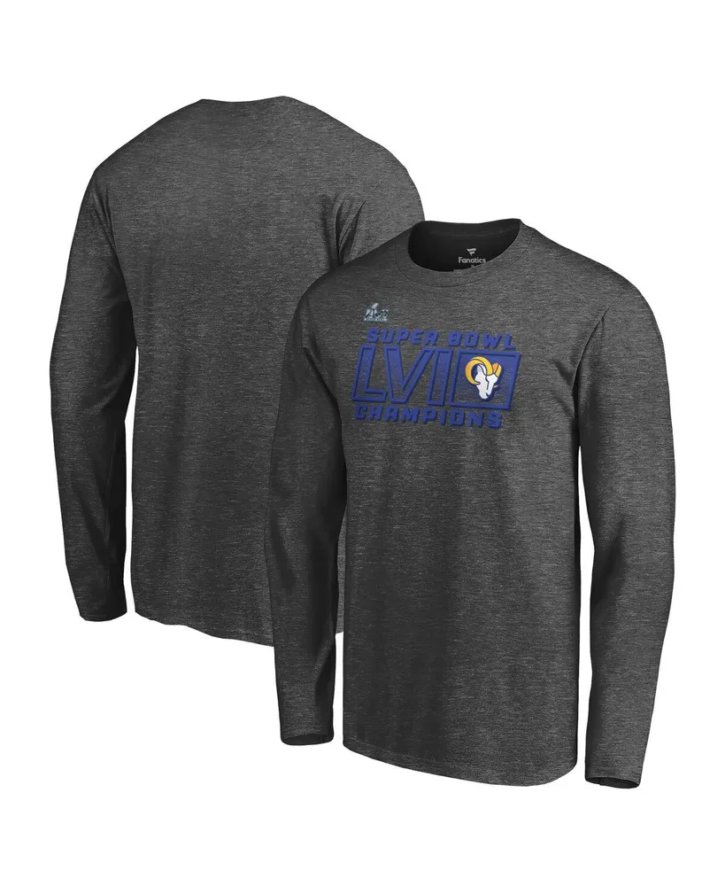 Men's Fanatics Heather Charcoal Los Angeles Rams Super Bowl Lvi Champions Fumble Long Sleeve T-shirt