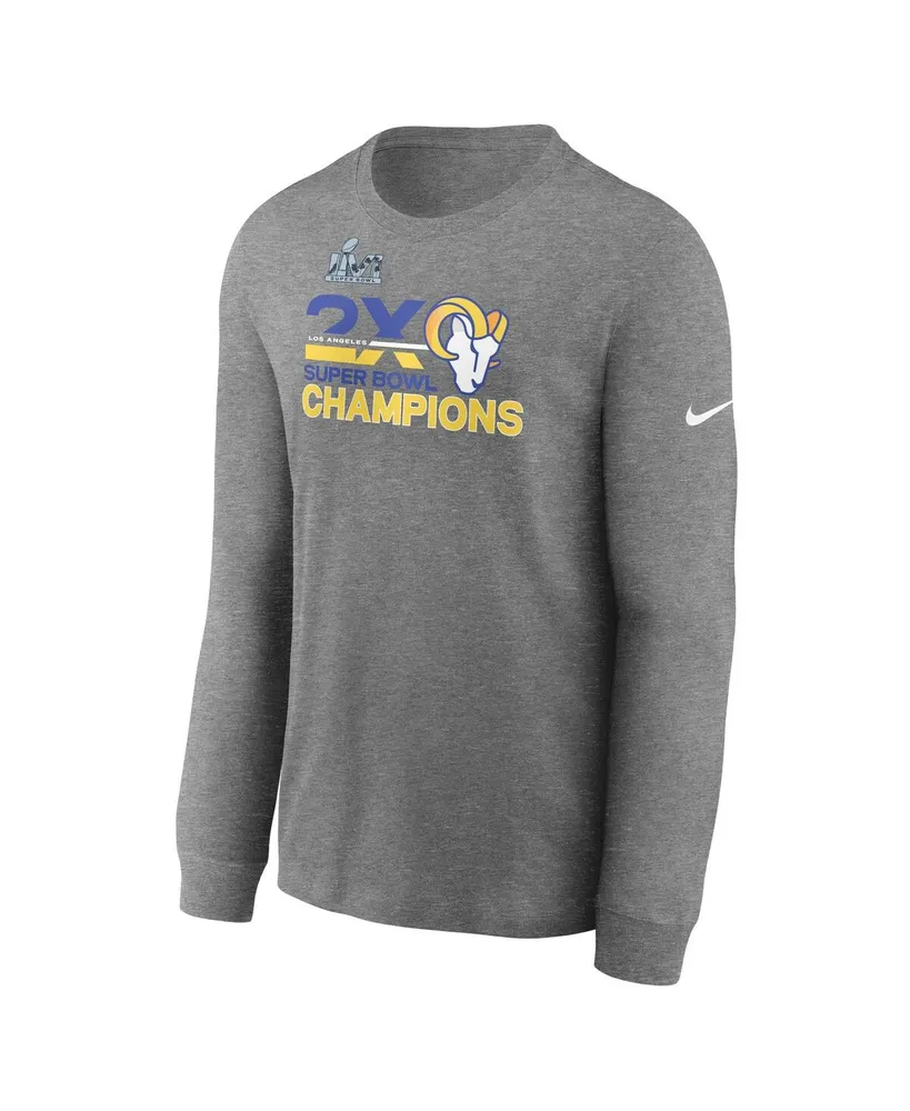 Men's Nike Heather Charcoal Los Angeles Rams 2-Time Super Bowl Champions Long Sleeve T-shirt