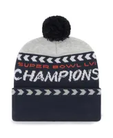 Men's '47 Gray, Navy Los Angeles Rams Super Bowl Lvi Champions Clapboard Cuffed Pom Knit Hat