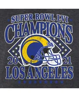 Women's Fanatics Heather Charcoal Los Angeles Rams Super Bowl Lvi Champions Retro Pullover Hoodie