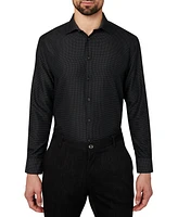 Men's Regular Fit Dot Print Wrinkle Free Performance Dress Shirt