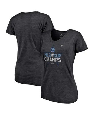 Women's Fanatics Heathered Charcoal New York City Fc 2021 Mls Cup Champions Locker Room V-Neck T-shirt