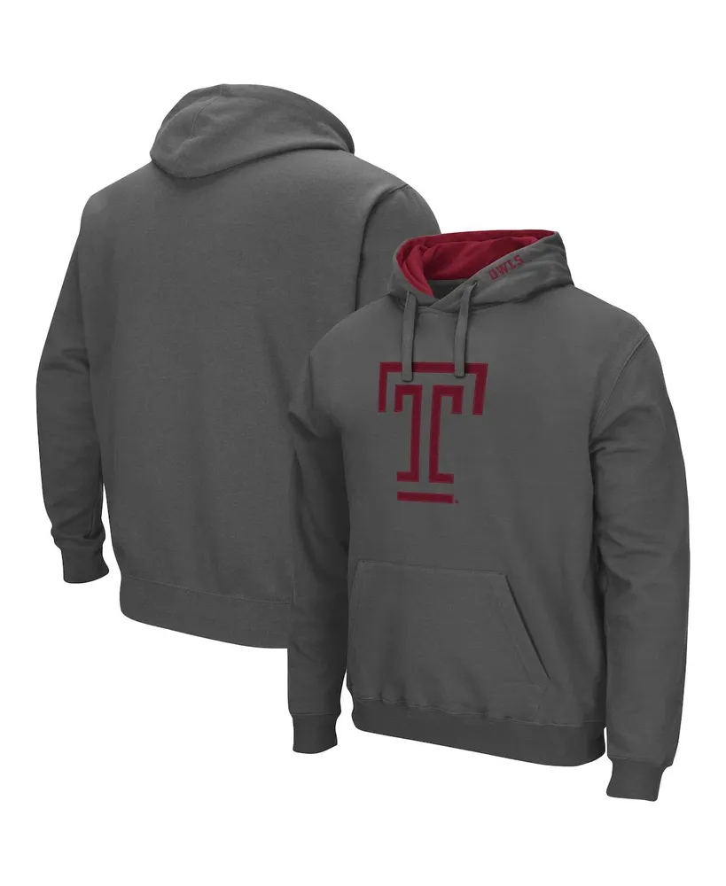 Men's Colosseum Charcoal Temple Owls Arch and Logo Pullover Hoodie