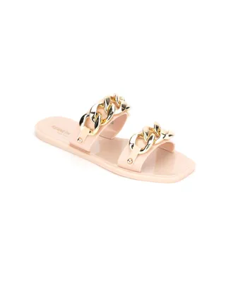 Kenneth Cole New York Women's Naveen Chain Jelly Slide Flat Sandals - Gold