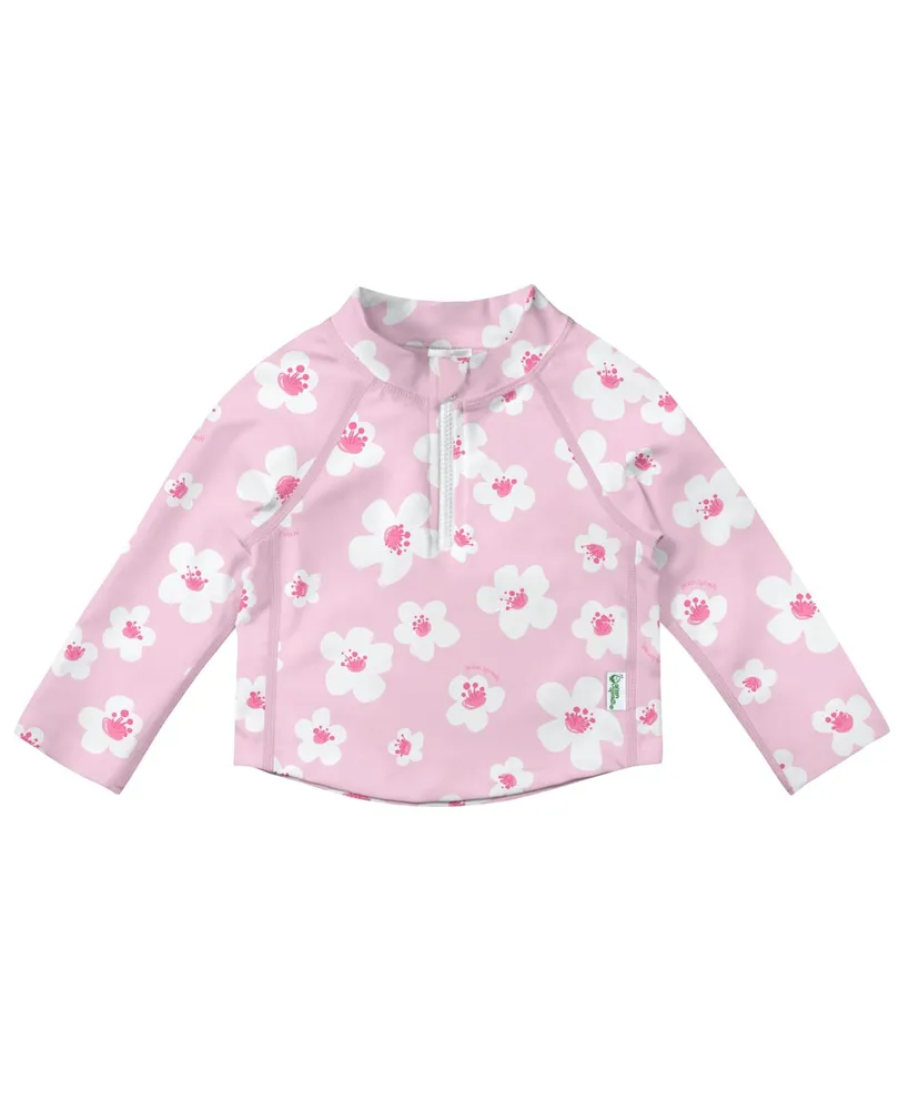 green sprouts Toddler Girls Long Sleeve Zip Rashgaurd Shirt