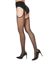 MeMoi Women's Lace Trim Sheer Sexy Suspender Pantyhose