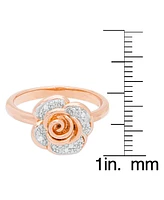 Diamond Accent Flower Ring 14K Rose Gold Plated