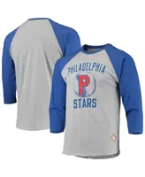 Men's Stitches Heather Gray, Royal Philadelphia Stars Negro League Wordmark Raglan 3/4 Sleeve T-shirt