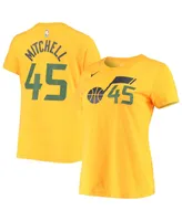 Women's Nike Donovan Mitchell Gold Utah Jazz 2019/20 City Edition Name and Number T-shirt