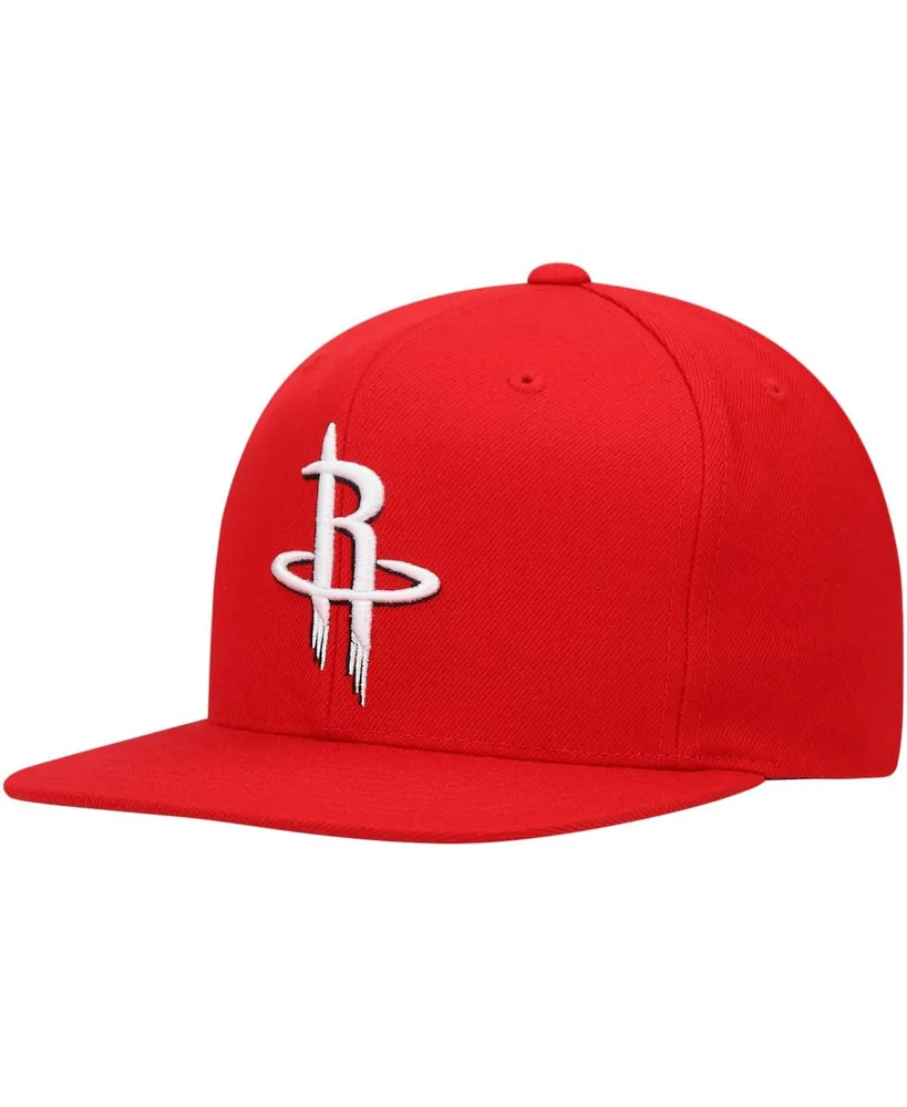 Men's Mitchell & Ness Red Houston Rockets Team Ground Snapback Hat