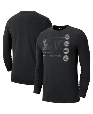 Men's Nike Black Philadelphia 76ers Courtside Chrome Long Sleeve T-shirt