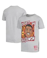Big Boys Mitchell & Ness Hakeem Olajuwon Gray Houston Rockets Hardwood Classics King of the Court Player T-shirt
