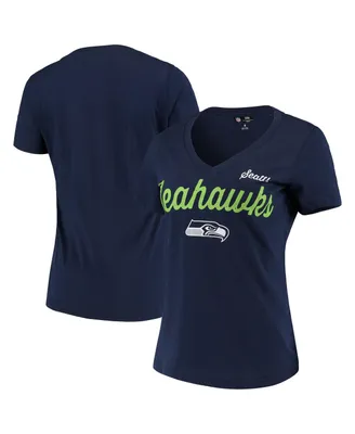 Women's G-iii 4Her by Carl Banks College Navy Seattle Seahawks Post Season V-Neck T-shirt