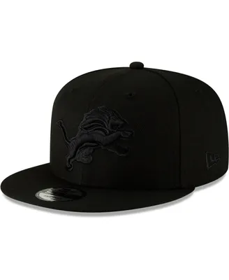 Men's New Era Black Detroit Lions Black On Black 9Fifty Adjustable Hat