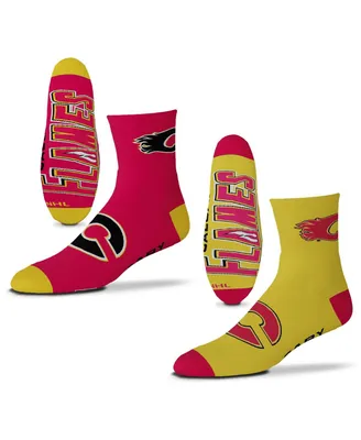 Men's For Bare Feet Calgary Flames 2-Pack Team Quarter-Length Socks