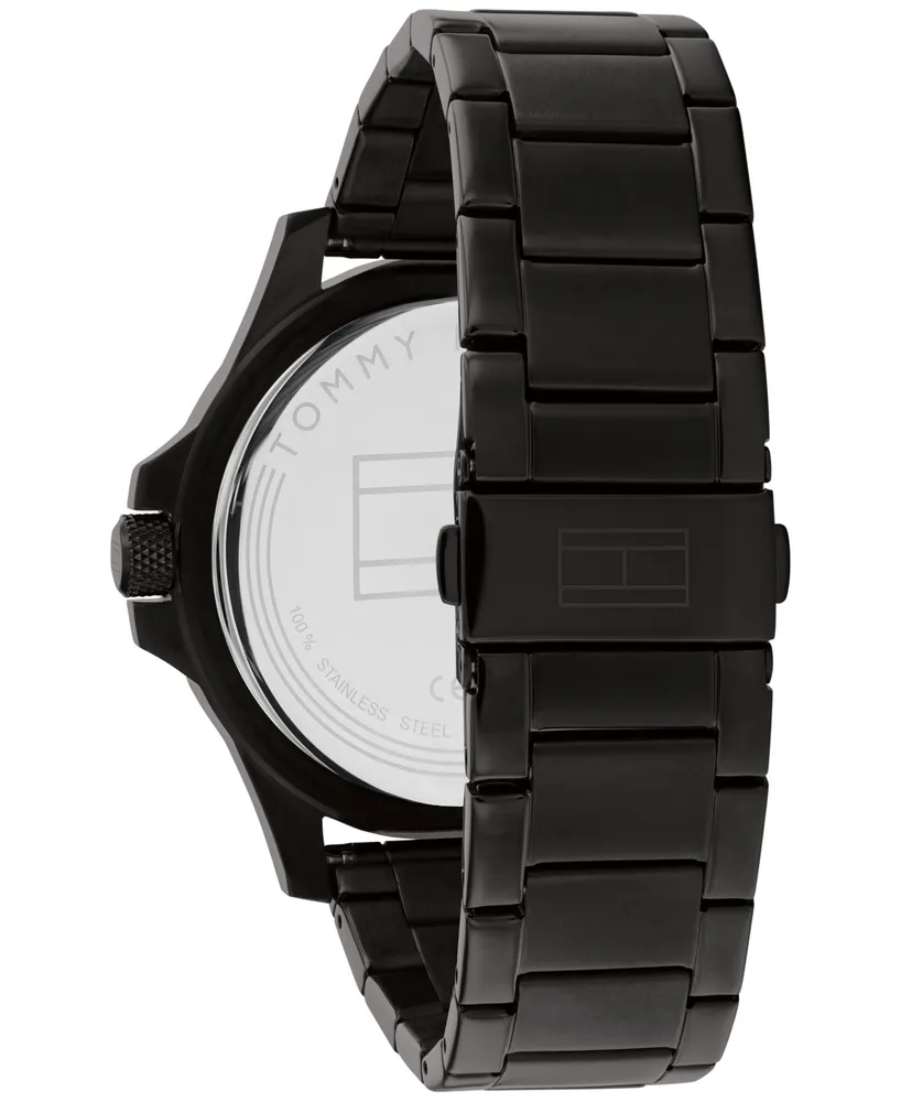 Tommy Hilfiger Men's Black-Tone Stainless Steel Bracelet Watch 46mm
