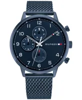 Tommy Hilfiger Men's Blue-Tone Stainless Steel Mesh Bracelet Watch 44mm