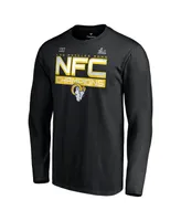 Men's Fanatics Black Los Angeles Rams 2021 Nfc Champions Iconic Slant Long Sleeve T-shirt