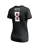 Women's Fanatics Kyle Pitts Black Atlanta Falcons Player Icon Name Number V-Neck T-shirt