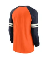 Men's Nike Orange and Navy Chicago Bears Throwback Raglan Long Sleeve T-shirt