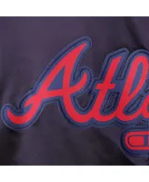 Men's Pro Standard Navy Atlanta Braves Wordmark Satin Full-Snap Jacket