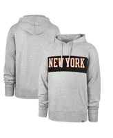 Men's '47 Brand Gray New York Knicks 2021/22 City Edition Wordmark Chest Pass Pullover Hoodie