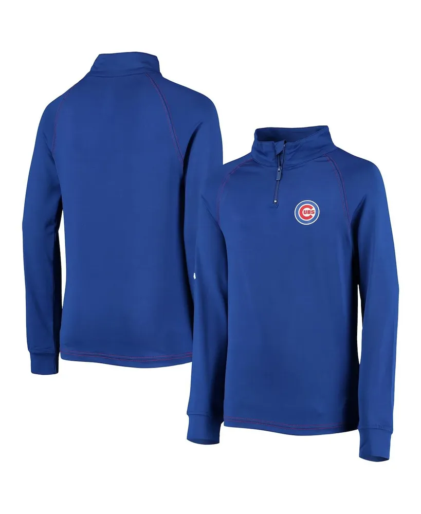 Big Boys Stitches Royal Chicago Cubs Raglan Quarter-Zip Jacket