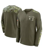 Men's Nike Olive Las Vegas Raiders 2021 Salute To Service Henley Long Sleeve Thermal Top