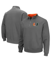 Men's Colosseum Charcoal Miami Hurricanes Tortugas Logo Quarter-Zip Jacket