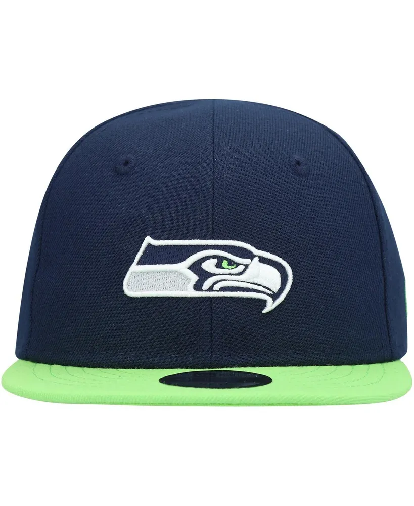 Infant Unisex New Era College Navy, Neon Green Seattle Seahawks My 1St 9Fifty Adjustable Hat