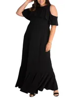 Kiyonna Plus Piper Cold Shoulder Maxi Dress