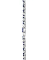 Sapphire (8 ct. t.w.) & Diamond (1-1/2 ct. t.w.) All-Around Graduated 18" Collar Necklace in Sterling Silver