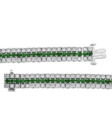 Sapphire (6 ct. t.w.) & Diamond (2 Triple Row Tennis Bracelet Sterling Silver (Also Emerald Ruby)