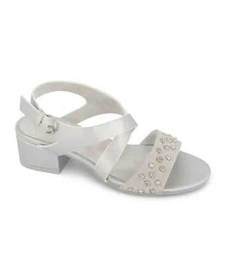 Marc Fisher Little Girls Block Heel Dress Sandals - Silver