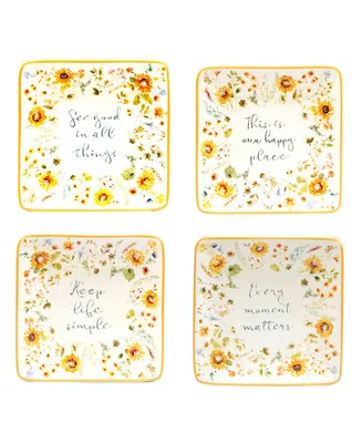 Certified International Sunflowers Forever Canape Plates, Set of 4