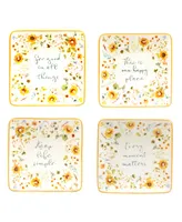 Certified International Sunflowers Forever Canape Plates, Set of 4