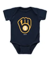Unisex Newborn Infant Navy Milwaukee Brewers Team Primary Logo Bodysuit