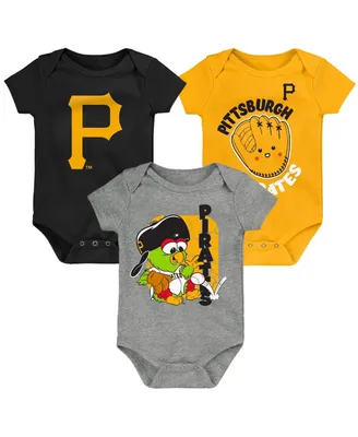 Unisex Newborn Infant Black and Gold and Gray Pittsburgh Pirates Change Up 3-Pack Bodysuit Set