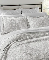 Closeout! Laura Ashley Venetia Cotton Reversible 3 Piece Quilt Set, King