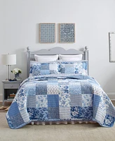 Laura Ashley Paisley Patchwork Reversible -Pc. Quilt Set