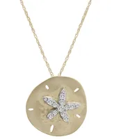 Wrapped Diamond Starfish Sand Dollar Pendant Necklace (1/6 ct. t.w.) in 10k Gold, 16" + 2" extender, Created for Macy's