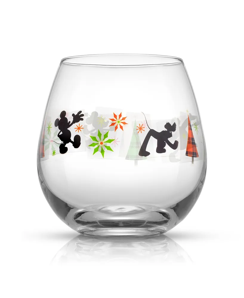 JoyJolt Disney Mickey Mouse 15 oz Joy O Joy Stemless Wine Glass, Set of 4