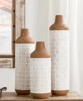 Glitzhome Boho - Farmhouse Decorative Table - Floor Vases, Set of 3